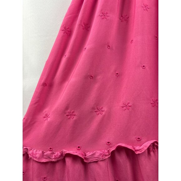 Bohemian Pink Maxi Dress With Lace Sleeves & Embroidery Size L By The River - Picture 4 of 6